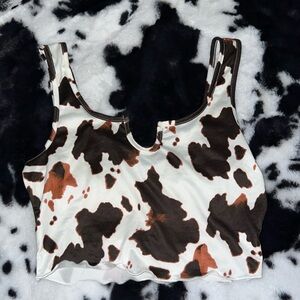 Cowprint crop top tank top